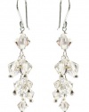 Sterling Silver Swarovski Elements Crystal Bicone Cluster Drop Earrings