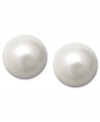 Timeless elegance. Belle de Mer's perfect pair of polished stud earrings highlight AA quality, cultured Akoya pearls set in 14k gold. Approximate diameter: 6-1/2 to 7 mm.