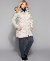 Don't get caught in the cold! Bundle up in Kenneth Cole Reaction's plus size parka! The chevron quilting and faux-fur-trimmed hood keep you warm -- and chic! Don't get caught in the cold! Bundle up in Kenneth Cole Reaction's plus size parka! The chevron quilting and faux-fur-trimmed hood keep you warm -- and chic!