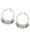 Hoop dreams. This pair of earrings from Kenneth Cole New York, crafted from silver-tone mixed metal, aspires for fashion greatness with taupe glass pearls and beads adding style and luster. Item comes packaged in a signature Kenneth Cole New York Gift Box. Approximate drop: 1-3/4 inches.
