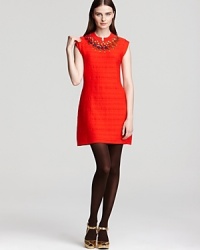 Exercise your feminine wiles in this exclusive to Bloomingdale's Nanette Lepore sweater dress, cut from a fine wool blend, with stylish cap sleeves and a bejeweled neckline that draws instant attention. Exercise your feminine wiles in this exclusive to Bloomingdale's Nanette Lepore sweater dress, cut from a fine wool blend, with stylish cap sleeves and a bejeweled neckline that draws instant attention.