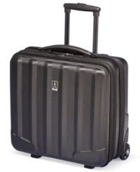 Everything goes... with this business partner at your side! A smart, hardside construction protects your mobile office on the go, while an incredibly well-stocked interior, with padded laptop sleeve, front organizer, file compartment, tie-down straps and more, lets you roll with the punches and pack prepared! 10-year warranty. Everything goes... with this business partner at your side! A smart, hardside construction protects your mobile office on the go, while an incredibly well-stocked interior, with padded laptop sleeve, front organizer, file compartment, tie-down straps and more, lets you roll with the punches and pack prepared! 10-year warranty.