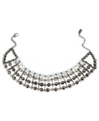 Beauty comes in rows in this collar necklace from Kenneth Cole New York. Crafted from hematite-tone mixed metal, the necklace features opal- and silver-tone beads to stunning effect. Approximate length: 15 inches. Approximate drop: 1-3/4 inches. Beauty comes in rows in this collar necklace from Kenneth Cole New York. Crafted from hematite-tone mixed metal, the necklace features opal- and silver-tone beads to stunning effect. Approximate length: 15 inches. Approximate drop: 1-3/4 inches.