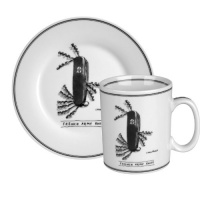 Konitz New Yorker Collection Mug and Salad Set French Army Knife, White/Black Konitz New Yorker Collection Mug and Salad Set French Army Knife, White/Black