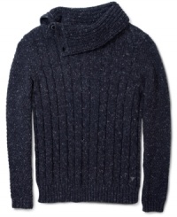 This sweater from Guess is a departure from traditional layered style that will set you apart from the rest. This sweater from Guess is a departure from traditional layered style that will set you apart from the rest.