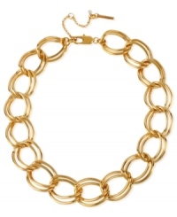 Kenneth Cole New York makes sure you're well-connected with this large link necklace, crafted from gold-tone mixed metal. Approximate length: 16 inches + 3-inch extender. Approximate drop: 1 inch. Kenneth Cole New York makes sure you're well-connected with this large link necklace, crafted from gold-tone mixed metal. Approximate length: 16 inches + 3-inch extender. Approximate drop: 1 inch.