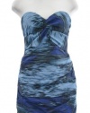 Nicole Miller Blue Sateen Strapless Sheath Dress 4 Petite