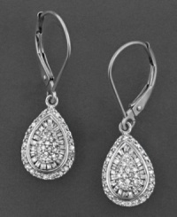 Teardrops go deluxe on these beautiful diamond earrings featuring round-cut diamonds (1/2 ct. t.w.) set in 14k white gold. Approximate drop: 1-1/8 inches. Teardrops go deluxe on these beautiful diamond earrings featuring round-cut diamonds (1/2 ct. t.w.) set in 14k white gold. Approximate drop: 1-1/8 inches.