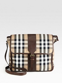 Classic flap messenger designed in iconic-checked cotton with leather trim.Flap, buckle closureAdjustable shoulder strapInterior zip pocketCotton14W x 13H x 4½DMade in Italy