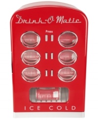 Add a little pop to your home! Get great taste right when you want it with this mini cooler at your side. Simply press a button and have your favorite beverage perfectly chilled and in hand-the best way to enjoy movies, football games and spending time with guests! Model MCL36711RD. Add a little pop to your home! Get great taste right when you want it with this mini cooler at your side. Simply press a button and have your favorite beverage perfectly chilled and in hand-the best way to enjoy movies, football games and spending time with guests! Model MCL36711RD.