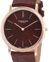 Stuhrling Original Men's 601.3345K55 Classic Ascot Swiss Quartz Ultra Thin Rose Tone Brown Leather Strap Watch