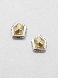 From the Gold Rocks Collection. An 18k gold rock-inspired stud set in sterling silver with an iconic caviar textured border. Sterling silver18k goldSize, about .5Post backImported 