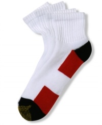 Specially made to absorb sweat and cushion impact: A four-pack of quarter socks from GoldToe. Specially made to absorb sweat and cushion impact: A four-pack of quarter socks from GoldToe.