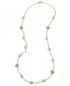 Carolee creates a shimmering illusion with this stunning necklace that features glass pearls and glass crystal-accented gold tone beads. Crafted in 12k gold-plated mixed metal. Approximate length: 36 inches.