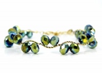 Charter Club Bracelet, Gold-Tone Green Iridescent Beaded Link Charter Club Bracelet, Gold-Tone Green Iridescent Beaded Link
