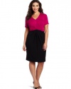 Karen Kane Women's Plus-Size Color Block Tuck Dress