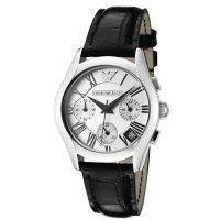 Emporio Armani Quartz, Silver Dial with Black Embossed Leather Band - Women's Watch AR0670 Emporio Armani Quartz, Silver Dial with Black Embossed Leather Band - Women's Watch AR0670