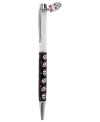 No bones about it, this pen from Betsey Johnson is a whimsical writing tool. Crafted from silver-tone mixed metal with clear beads, the pen also features a skull charm on top. Item comes packaged in a signature Betsey Johnson Gift Box. Approximate length: 5-1/2 inches. Approximate width: 3/8 inch.