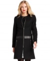 MICHAEL Michael Kors crafts this contemporary coat with a collarless silhouette and a luxe faux leather waistband.