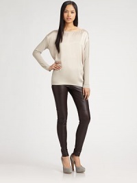 Pure elegance in fine silk and jersey knit styled with a wide, skin-baring ballet neckline.Ballet neckDropped shouldersLong sleevesBack box pleatPullover styleSilkDry cleanImportedModel shown is 5'11 (180cm) wearing US size Small. Pure elegance in fine silk and jersey knit styled with a wide, skin-baring ballet neckline.Ballet neckDropped shouldersLong sleevesBack box pleatPullover styleSilkDry cleanImportedModel shown is 5'11 (180cm) wearing US size Small.