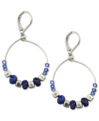 String together your perfect look with Jones New York. These darling hoops pop with blue and silver semi-precious and metal beads. Crafted in worn silver tone mixed metal. Approximate drop: 1-1/2 inches. Approximate diameter: 1 inch. String together your perfect look with Jones New York. These darling hoops pop with blue and silver semi-precious and metal beads. Crafted in worn silver tone mixed metal. Approximate drop: 1-1/2 inches. Approximate diameter: 1 inch.