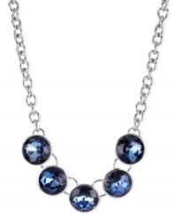 A fantastic five. This frontal necklace from Kenneth Cole New York is crafted from silver-tone mixed metal with five blue faceted glass beads providing a stylish touch. Approximate length: 16 inches + 3-inch extender. Approximate drop: 3/4 inches. A fantastic five. This frontal necklace from Kenneth Cole New York is crafted from silver-tone mixed metal with five blue faceted glass beads providing a stylish touch. Approximate length: 16 inches + 3-inch extender. Approximate drop: 3/4 inches.