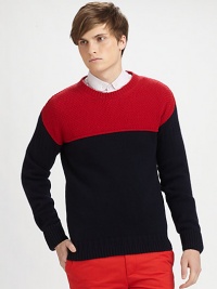 Made from a fine combination of virgin wool and cashmere, this is another classic from McQ Alexander McQueen.CrewneckLong sleevesContrast yoke92% virgin wool/8% cashmereDry cleanImported Made from a fine combination of virgin wool and cashmere, this is another classic from McQ Alexander McQueen.CrewneckLong sleevesContrast yoke92% virgin wool/8% cashmereDry cleanImported