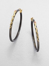 EXCLUSIVELY AT SAKS.COM From the Meadowlark Collection. An exotic piece featuring white sapphire and ruby accented 18k goldplated snakes on a black rhodium-plated sterling silver hoops. 18k goldplated sterling silverBlack rhodium-plated sterling silverWhite sapphire and rubyLength, about 114k gold hinged, post backImported EXCLUSIVELY AT SAKS.COM From the Meadowlark Collection. An exotic piece featuring white sapphire and ruby accented 18k goldplated snakes on a black rhodium-plated sterling silver hoops. 18k goldplated sterling silverBlack rhodium-plated sterling silverWhite sapphire and rubyLength, about 114k gold hinged, post backImported
