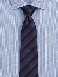 Sartorial staples deserve the elegant finishing touch of a neatly woven silk tie, sharpened by bold stripes for a look of sophistication.About 3 wideMulberry silkDry cleanMade in Great Britain Sartorial staples deserve the elegant finishing touch of a neatly woven silk tie, sharpened by bold stripes for a look of sophistication.About 3 wideMulberry silkDry cleanMade in Great Britain