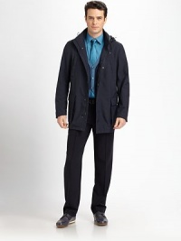 Hooded car coat is handsomely crafted from velvet-soft microfiber, with sporty styling touches like a snap-button placket and front welt and waist flap pockets.Zip frontSnap button placketAttached drawstring hoodChest welt, waist flap pocketsAbout 33 from shoulder to hem69% microfiber/21% viscose/7% nylon/3% elastaneDry cleanImported Hooded car coat is handsomely crafted from velvet-soft microfiber, with sporty styling touches like a snap-button placket and front welt and waist flap pockets.Zip frontSnap button placketAttached drawstring hoodChest welt, waist flap pocketsAbout 33 from shoulder to hem69% microfiber/21% viscose/7% nylon/3% elastaneDry cleanImported