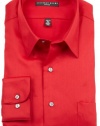 Geoffrey Beene Men's Fitted Sateen Dress Shirt, Cranberry, 17.5 32-33