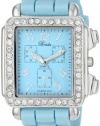 Breda Women's 2298-aqua Quinn Rhinestone Encrusted Rectangle Bezel Silicone Watch