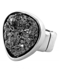 For those about to rock! BCBGeneration's moody cocktail ring combines hematite drusy in an imitation rhodium-plated mixed metal setting. Ring stretches to fit finger. For those about to rock! BCBGeneration's moody cocktail ring combines hematite drusy in an imitation rhodium-plated mixed metal setting. Ring stretches to fit finger.