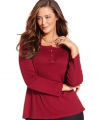 Top off your casual looks with Charter Club's plus size henley-- it's a must-have basic! Top off your casual looks with Charter Club's plus size henley-- it's a must-have basic!