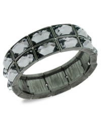 Style comes back in black. 2028's stretch bracelet adds mystery with hematite tone stones on a linked silhouette. Stretches to fit wrist. Crafted in hematite tone mixed metal. Approximate diameter: 2-1/4 inches. Style comes back in black. 2028's stretch bracelet adds mystery with hematite tone stones on a linked silhouette. Stretches to fit wrist. Crafted in hematite tone mixed metal. Approximate diameter: 2-1/4 inches.