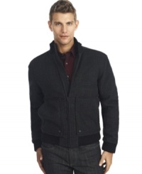 This Kenneth Cole Reaction zip-up jacket is sleek and stylish. This Kenneth Cole Reaction zip-up jacket is sleek and stylish.