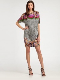 Supple stretch silk, in an exotic animal print edged with vibrant, paisley inspired patterns.BoatneckShort dolman sleevesAbout 20 from natural waist94% silk/6% elastaneDry cleanMade in ItalyModel shown is 5'11 (180cm) wearing US size 4. Supple stretch silk, in an exotic animal print edged with vibrant, paisley inspired patterns.BoatneckShort dolman sleevesAbout 20 from natural waist94% silk/6% elastaneDry cleanMade in ItalyModel shown is 5'11 (180cm) wearing US size 4.