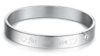 Titanium Stainless Steel Bracelet Bangle for Men with Engraved Hearts Forever Love and Cubic Zirconia Inlay Oval Bangle Titanium Stainless Steel Bracelet Bangle for Men with Engraved Hearts Forever Love and Cubic Zirconia Inlay Oval Bangle
