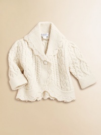 A classic cabled design and warm shawl collar give a timeless heritage look to a soft cotton-blend coat.Shawl collarLong sleeves with turn-back cuffsSingle-button closureScalloped hemCottonMachine washImported Please note: Number of buttons may vary depending on size ordered. A classic cabled design and warm shawl collar give a timeless heritage look to a soft cotton-blend coat.Shawl collarLong sleeves with turn-back cuffsSingle-button closureScalloped hemCottonMachine washImported Please note: Number of buttons may vary depending on size ordered.