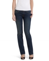 In a flattering straight leg style, these Levi's 524 jeans feature a Worn dark wash for the perfect lived-in look! In a flattering straight leg style, these Levi's 524 jeans feature a Worn dark wash for the perfect lived-in look!
