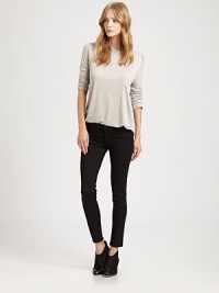 Perfect balance between modern and timeless, these highly chic skinnies have cropped-leg construction and shimmery tuxedo stripes on the sides. THE FITSkinny fitRise, about 8Inseam, about 27THE DETAILSButton closureZip flyFive-pocket style74% cotton/24% Tencel/2% LyocellDry cleanMade in USA of imported fabricModel shown is 5'10 (177cm) wearing US size 4. Perfect balance between modern and timeless, these highly chic skinnies have cropped-leg construction and shimmery tuxedo stripes on the sides. THE FITSkinny fitRise, about 8Inseam, about 27THE DETAILSButton closureZip flyFive-pocket style74% cotton/24% Tencel/2% LyocellDry cleanMade in USA of imported fabricModel shown is 5'10 (177cm) wearing US size 4.