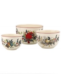 Up for a multitude of holiday tasks, the Winter Greetings nesting bowls by Lenox combine everything that's beautiful about the season in fine ivory porcelain. Featuring three distinct nature motifs. Up for a multitude of holiday tasks, the Winter Greetings nesting bowls by Lenox combine everything that's beautiful about the season in fine ivory porcelain. Featuring three distinct nature motifs.