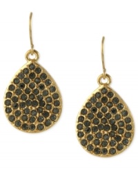 Teardrops make a big splash in this pair of earrings from Kenneth Cole New York. Crafted from gold-tone mixed metal, black pave glass crystal accents make a stunning addition. Approximate drop: 1-1/4 inches. Teardrops make a big splash in this pair of earrings from Kenneth Cole New York. Crafted from gold-tone mixed metal, black pave glass crystal accents make a stunning addition. Approximate drop: 1-1/4 inches.