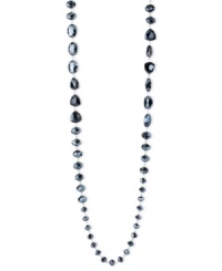 Go to even greater lengths. Kenneth Cole New York's long necklace is crafted from silver-tone mixed metal with navy-colored beads in a variety of shapes for a stylish touch. Approximate length: 43 inches. Go to even greater lengths. Kenneth Cole New York's long necklace is crafted from silver-tone mixed metal with navy-colored beads in a variety of shapes for a stylish touch. Approximate length: 43 inches.
