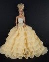 Soft Yellow Long Gown with Layers of Ruffle Details Made to Fit the Barbie Doll