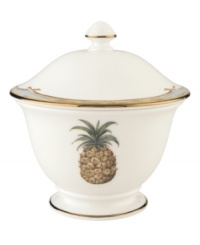 Combining the exotic lushness of the tropics with classic British style, this china collection stirs romantic thoughts of overseas adventures. Place this charming sugar bowl on your formal table for dessert service. Choose from three richly detailed designs – shutter, bamboo or trade winds. A thin rim of gold lends a brilliantly elegant touch. Shown back right. Combining the exotic lushness of the tropics with classic British style, this china collection stirs romantic thoughts of overseas adventures. Place this charming sugar bowl on your formal table for dessert service. Choose from three richly detailed designs – shutter, bamboo or trade winds. A thin rim of gold lends a brilliantly elegant touch. Shown back right.