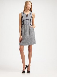 This impeccably tailored tweed style is defined by bold contrast piping, and finished with side pockets.Vented jewel necklineSleevelessContrast pipingFront pleatsSide slash pocketsBack ventConcealed back zipFully linedAbout 21 from natural waist70% cotton/30% viscoseDry cleanImportedModel shown is 5'10 (177cm) wearing US size 4. This impeccably tailored tweed style is defined by bold contrast piping, and finished with side pockets.Vented jewel necklineSleevelessContrast pipingFront pleatsSide slash pocketsBack ventConcealed back zipFully linedAbout 21 from natural waist70% cotton/30% viscoseDry cleanImportedModel shown is 5'10 (177cm) wearing US size 4.