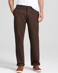 Bring a modern silhouette to your wardrobe essentials with Jack Spade's straight leg pants. Bring a modern silhouette to your wardrobe essentials with Jack Spade's straight leg pants.