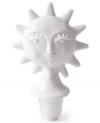 Save some for later with Jonathan Adler's sunny Utopia bottle stopper. High-fired porcelain shines with a glossy white finish and a female face on one side, male face on the reverse. Save some for later with Jonathan Adler's sunny Utopia bottle stopper. High-fired porcelain shines with a glossy white finish and a female face on one side, male face on the reverse.