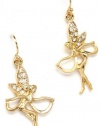 Beautiful Gold Plated Fairy Dangle Earrings with Clear Austrian Crystals